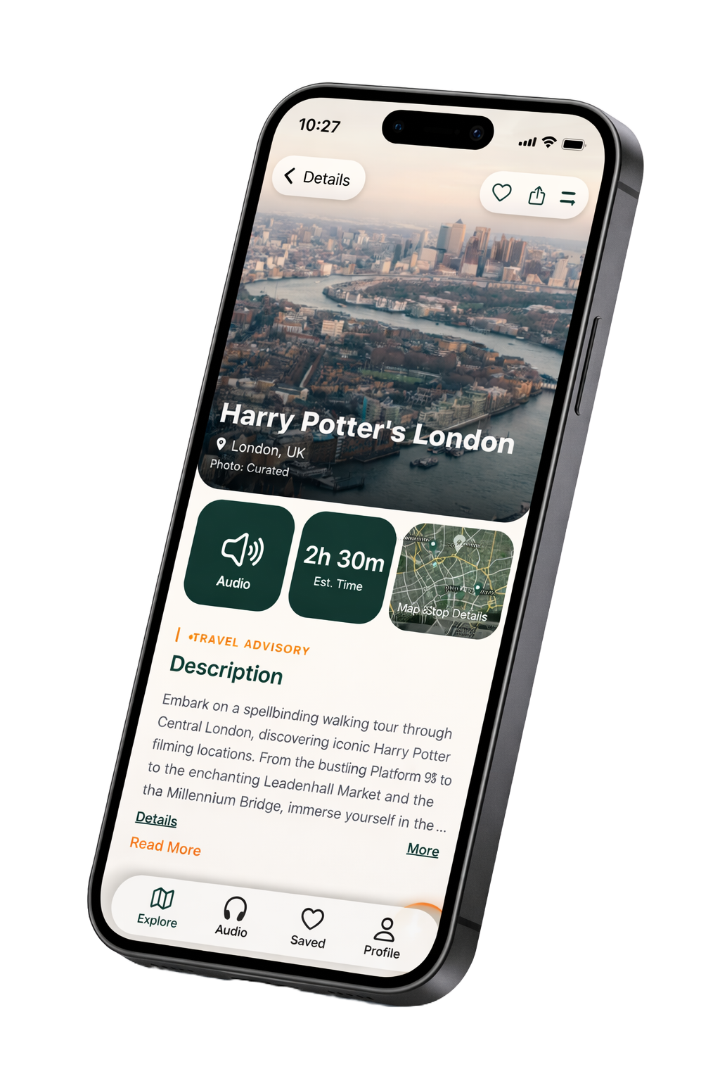 Itineru app showing London tours